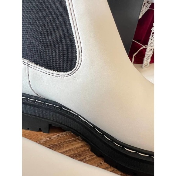 Marc Fisher Patrick Chelsea Lugsole Booties in White Leather - Picture 9 of 10